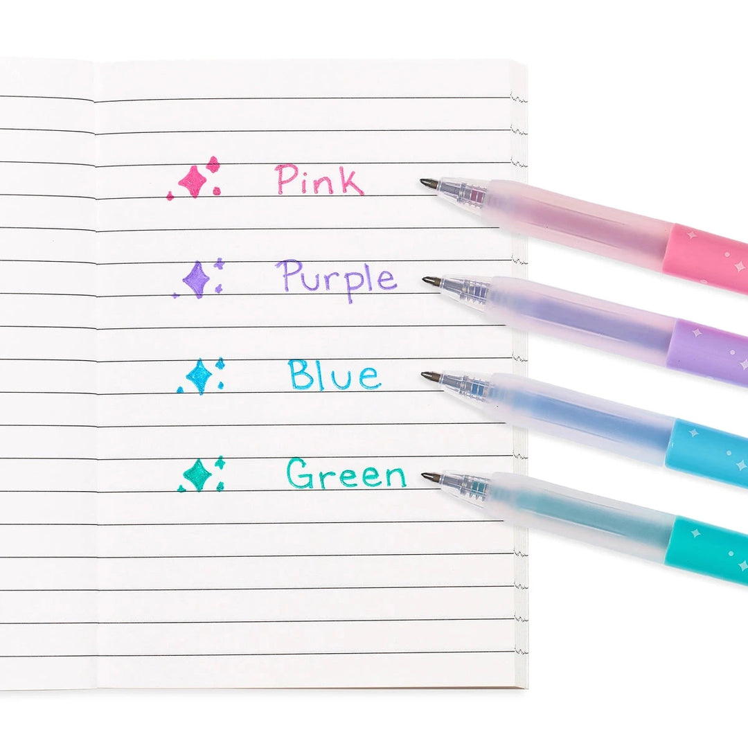 Oh My Glitter! Retractable Glitter Gel Pens - Set of 4 Coloring Supplies Ooly 