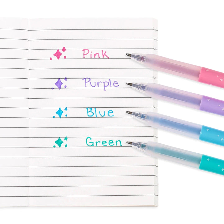Oh My Glitter! Retractable Glitter Gel Pens - Set of 4 Coloring Supplies Ooly 