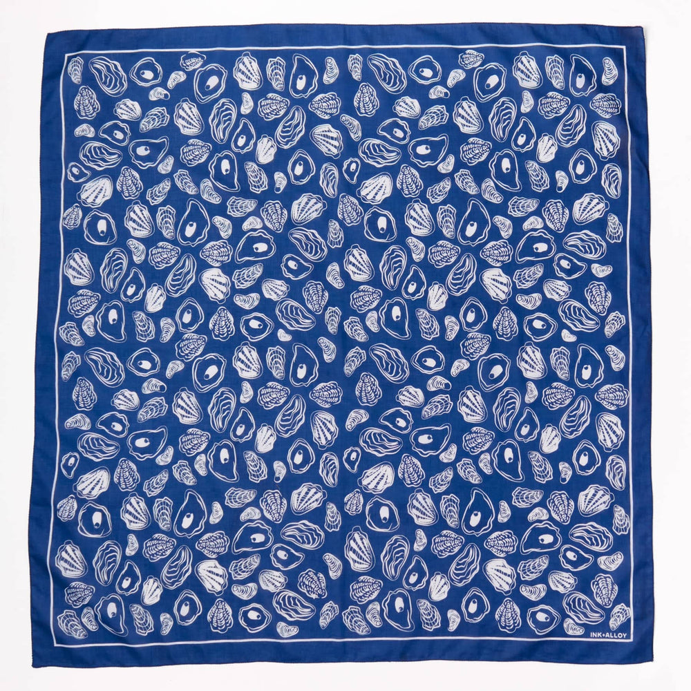 Olivia Square Scarf- Navy Oyster Scarf Ink and Alloy 