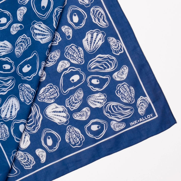 Olivia Square Scarf- Navy Oyster Scarf Ink and Alloy 