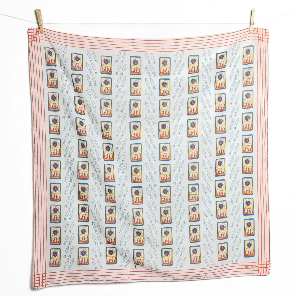Olivia Square Scarf- Sardine Scarf Ink and Alloy 
