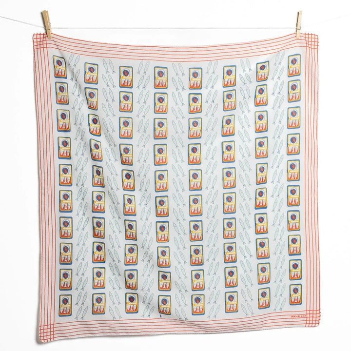 Olivia Square Scarf- Sardine Scarf Ink and Alloy 