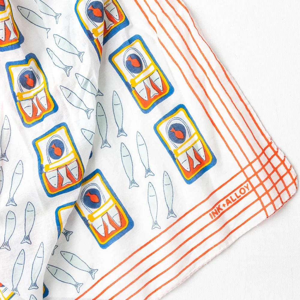 Olivia Square Scarf- Sardine Scarf Ink and Alloy 