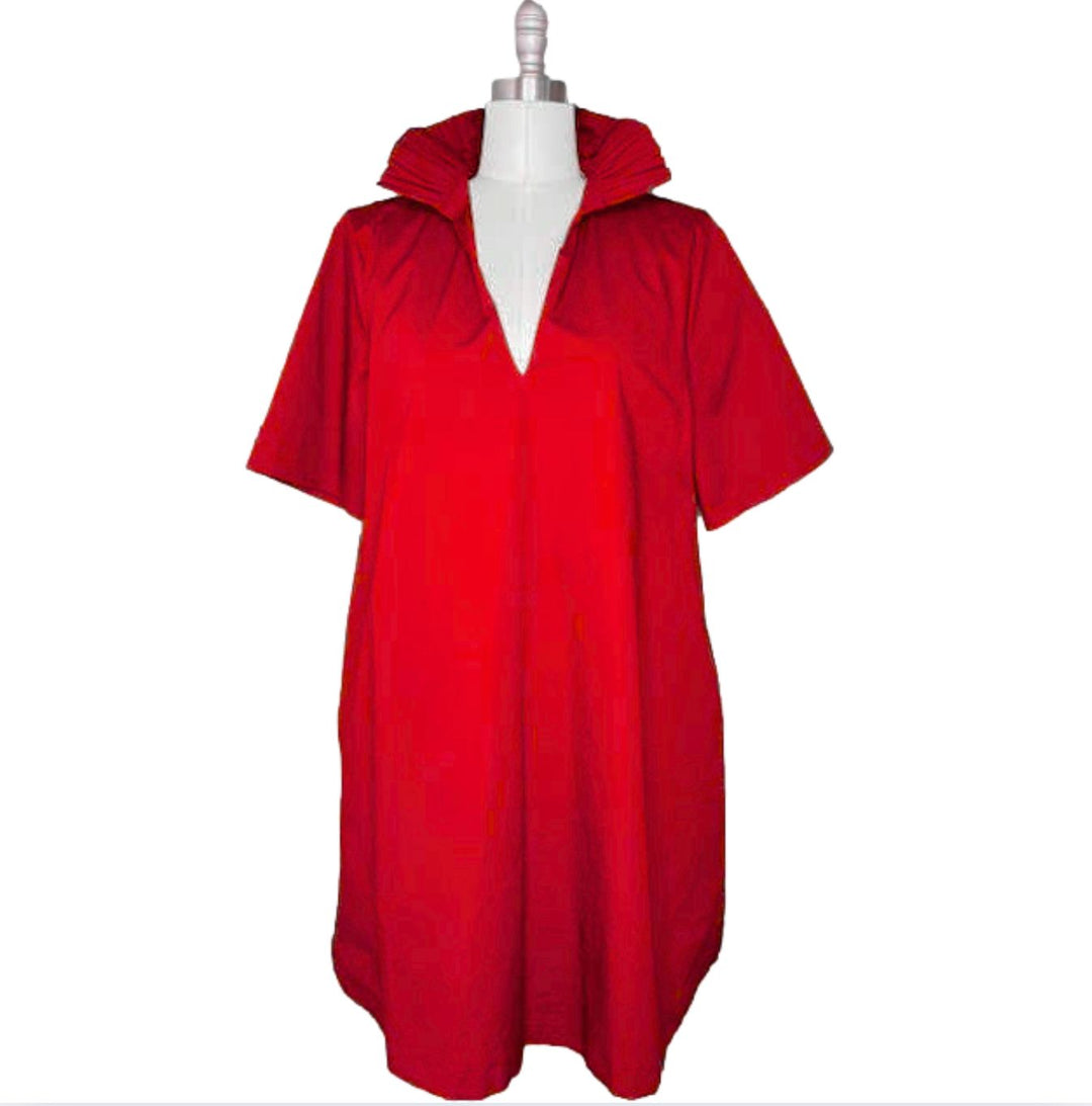 Olivia Standing Collar Mini Dress - Red Womens Dress Adrienne 