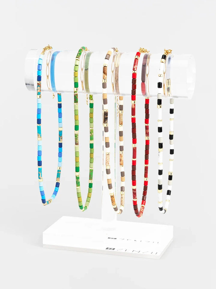 Ombre Cylinder Beaded Short Necklace Womens Necklace Zenzii Jewelry 