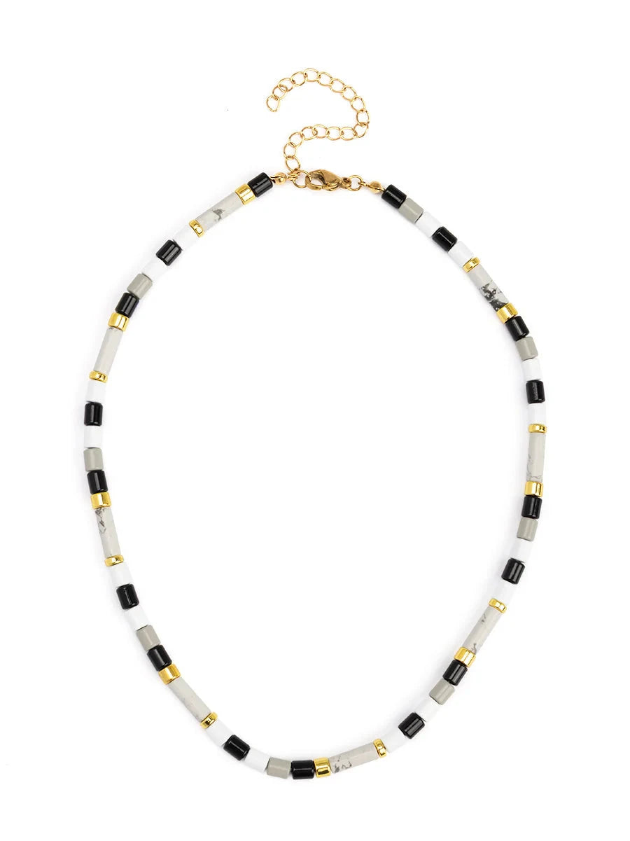 Ombre Cylinder Beaded Short Necklace Womens Necklace Zenzii Jewelry Black 