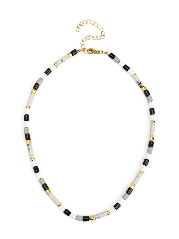 Ombre Cylinder Beaded Short Necklace Womens Necklace Zenzii Jewelry Black 