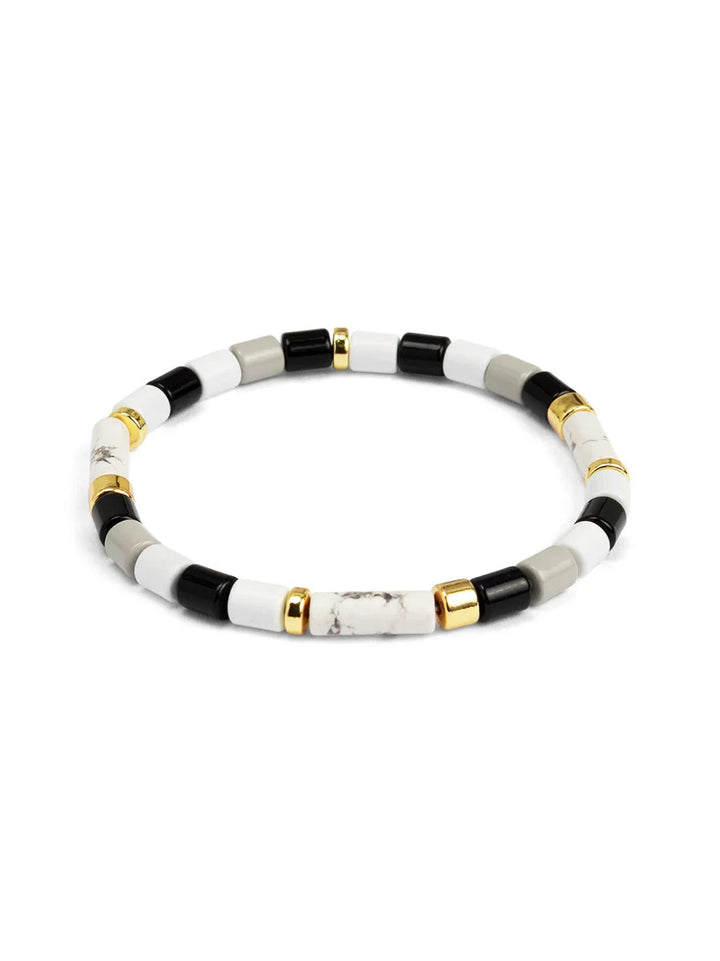Ombre Cylinder Beaded Stretch Bracelet Womens Bracelet Zenzii Jewelry Black 