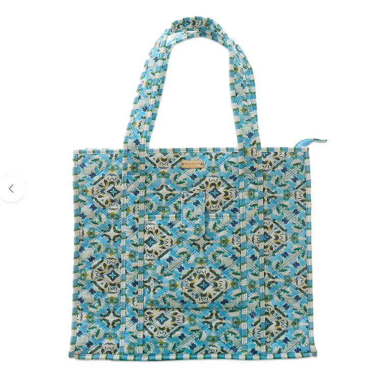 On the Road Quilted Tote - English Tile Tote Laura Park Design 