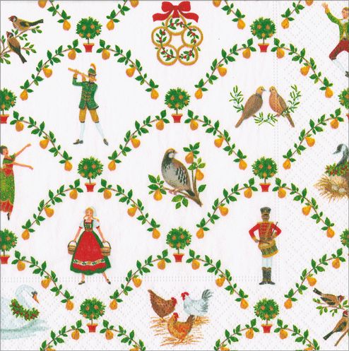 On The Twelfth Day Cocktail Napkins - 20 Per Package Cocktail Napkins Caspari 