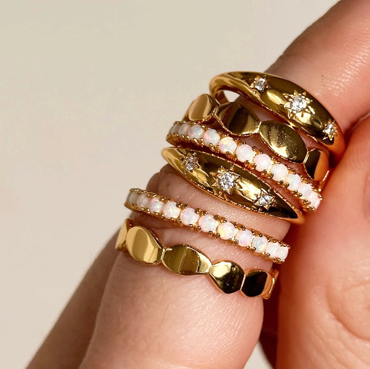 Opal Stacking Band Ring - Gold Womens Ring FYB 