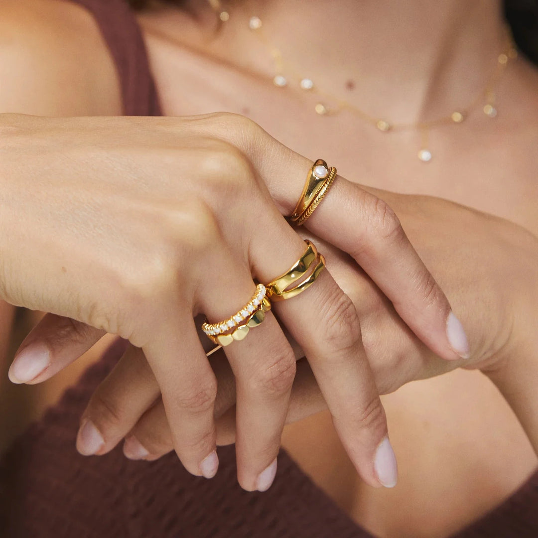 Opal Stacking Band Ring - Gold Womens Ring FYB 