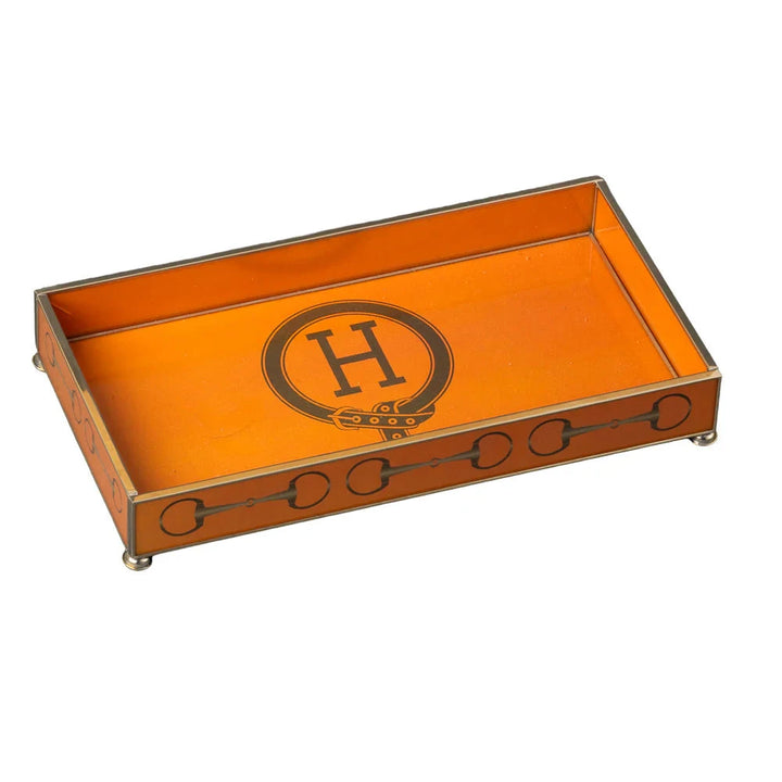 Orange H Glass Tray Decorative Tray JM Piers 