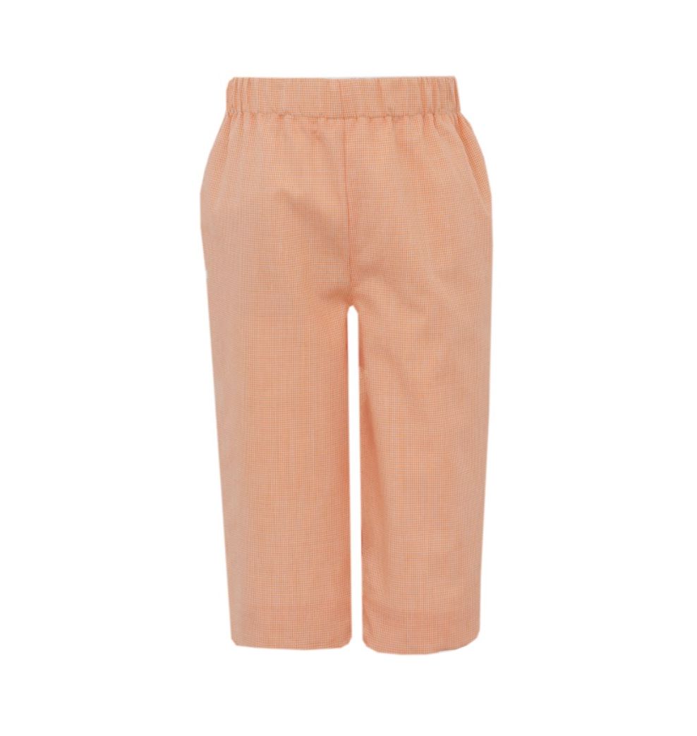 Orange Microcheck Pullon Pants Boy Pants Petit Bebe 
