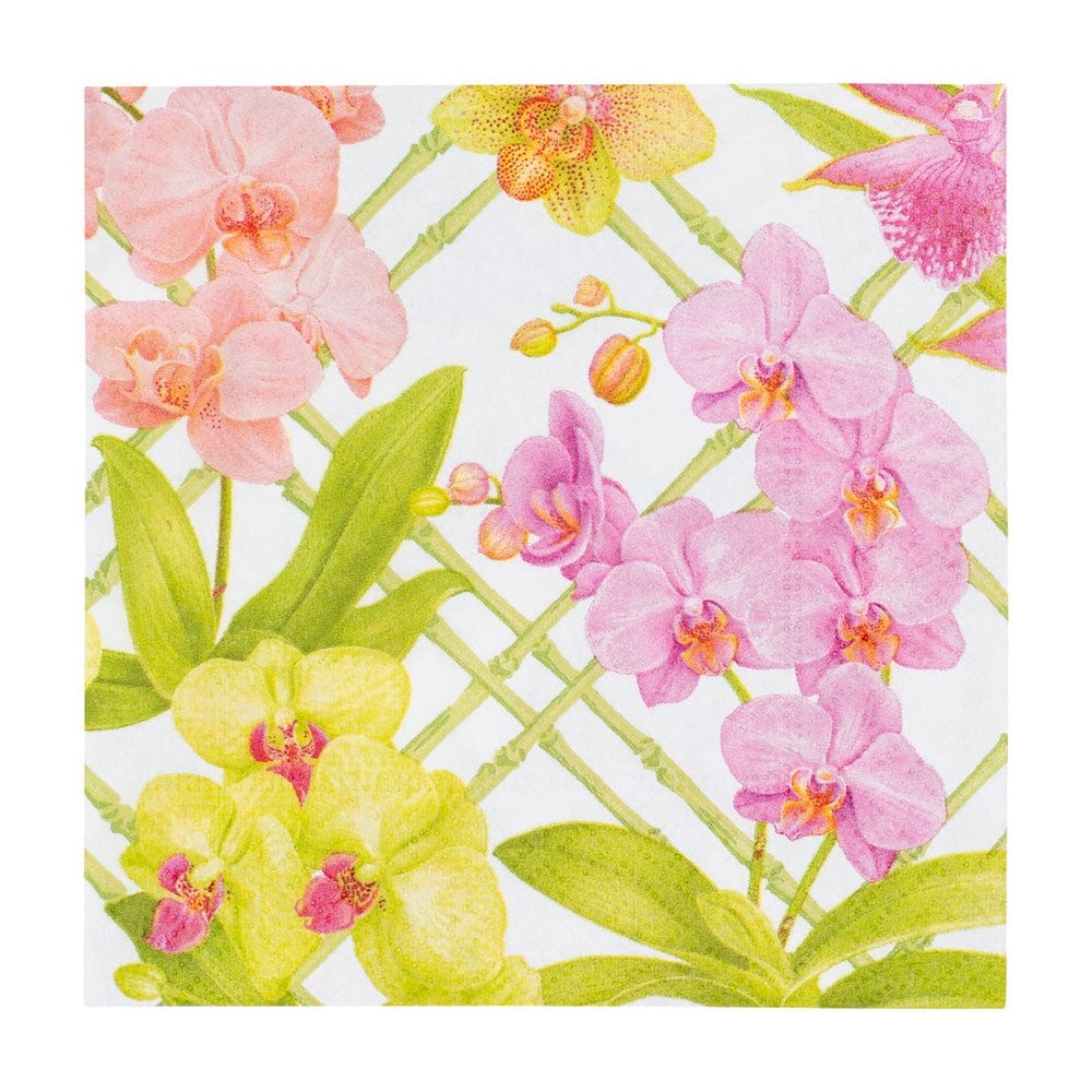 Orchid Conservatory Cocktail Napkins - 20 Per Package Cocktail Napkins Caspari 