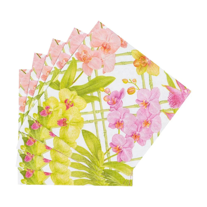 Orchid Conservatory Cocktail Napkins - 20 Per Package Cocktail Napkins Caspari 