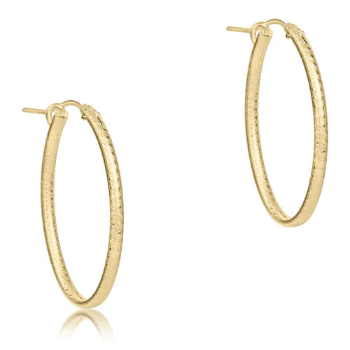 Oval Gold 1" Hoop Textured Womens Earrings ENewton 