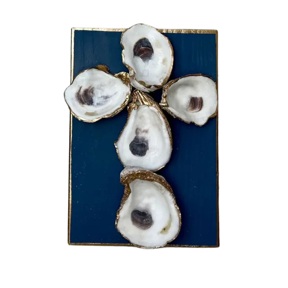 Oyster Cross on Canvas Home Decor Ten Twenty Six Design Navy 
