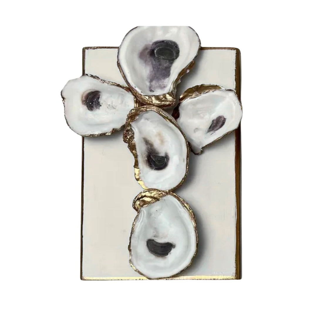 Oyster Cross on Canvas Home Decor Ten Twenty Six Design White 