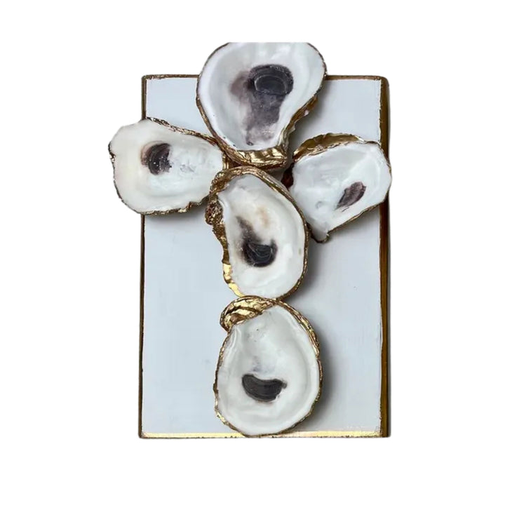 Oyster Cross on Canvas Home Decor Ten Twenty Six Design White 