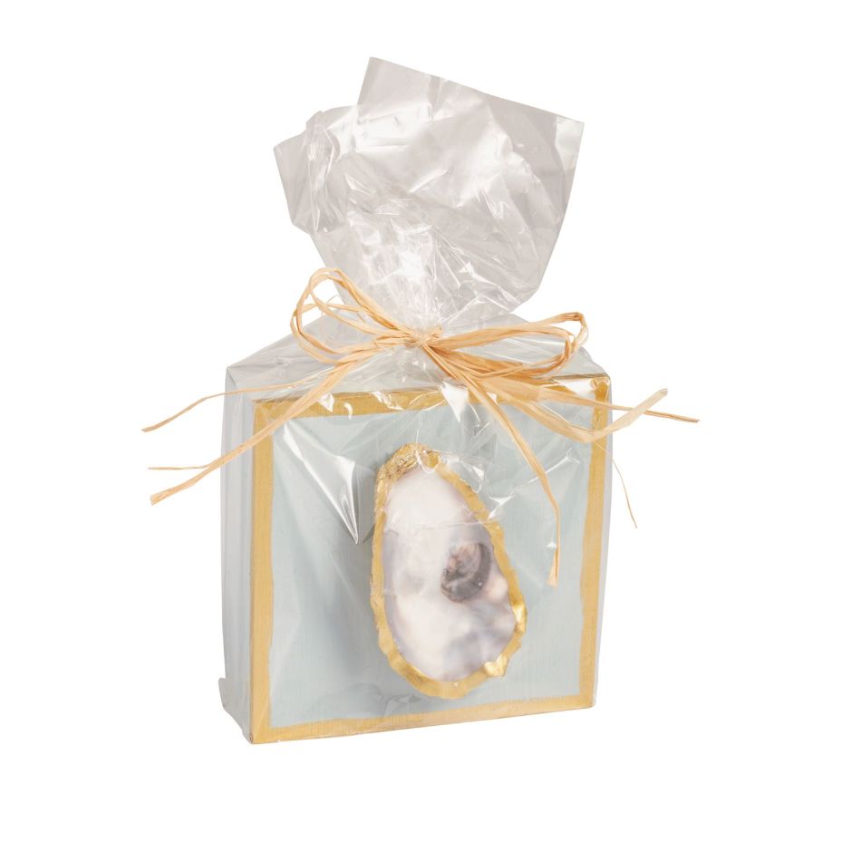 Oyster Shell Plaques Decor MudPie Light Blue 