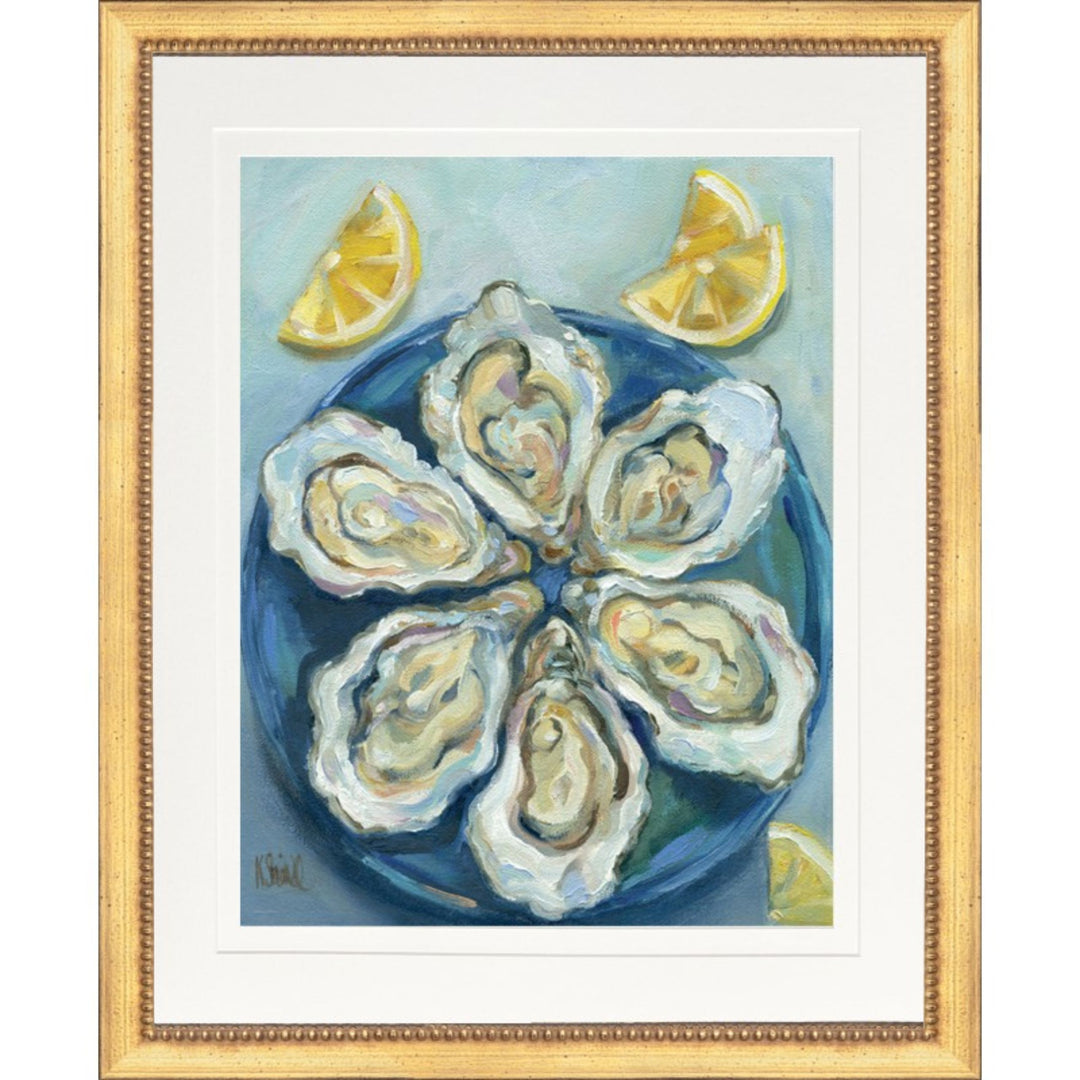 Oysters with Lemons Plate Framed Print 18x22 Artwork The Leonard Collection 