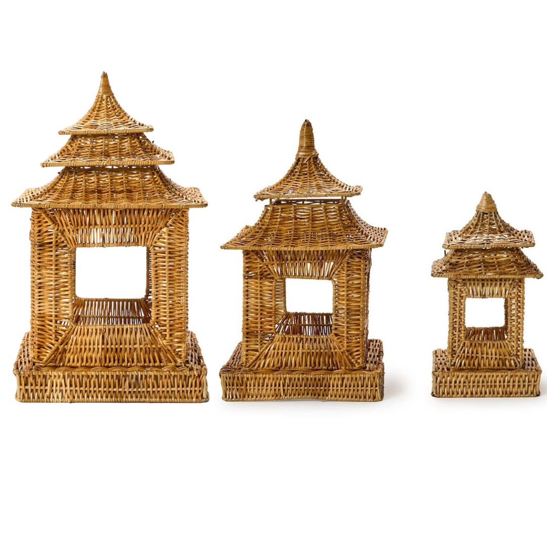 Pagodas Rattan Lanterns Home Decor Two's Company 