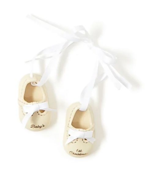 Pair of Baby Shoes - Baby's First Christmas Ornament Christmas Ornament Two's Company White 