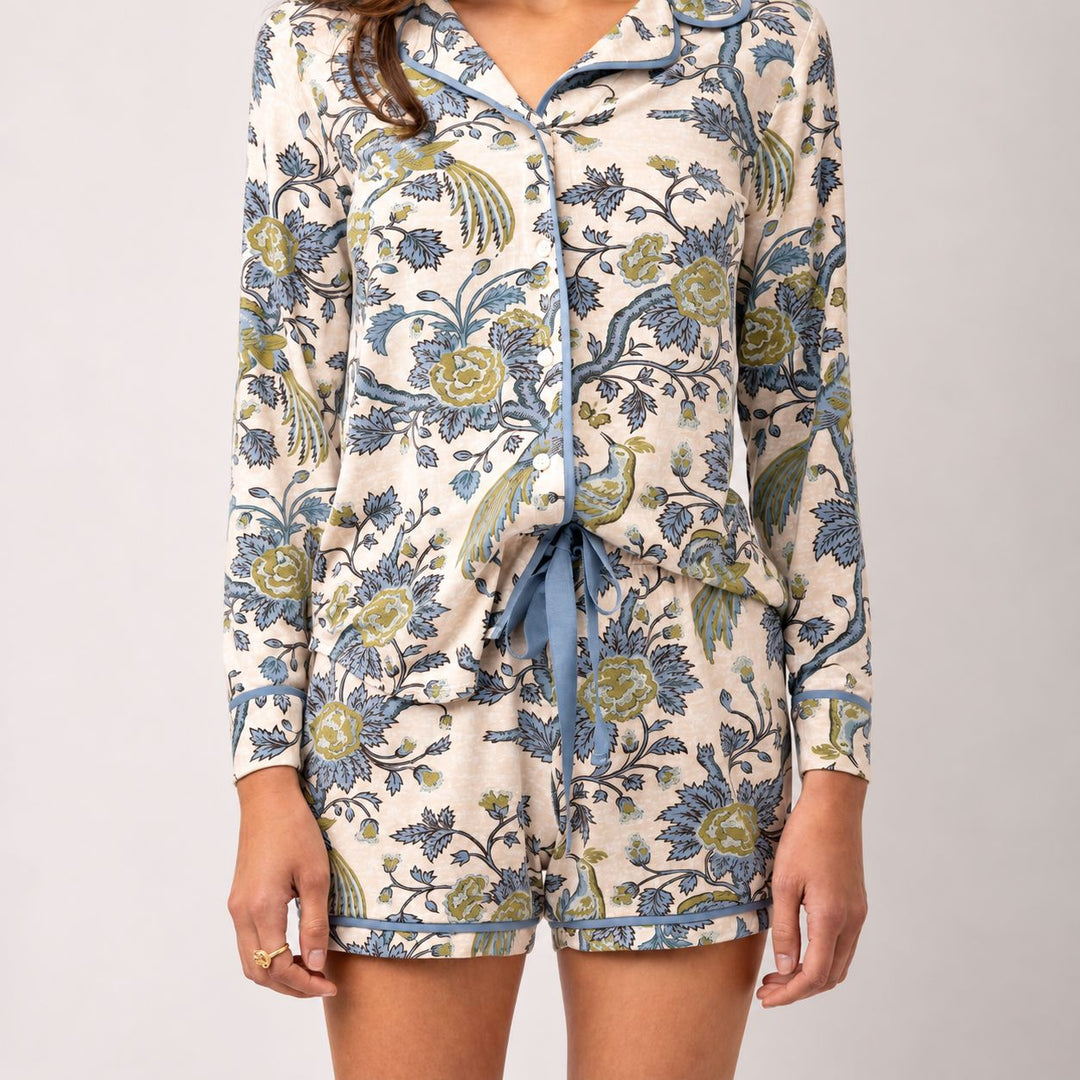 Pajama Short - Japonica Bird Green Womens Pajamas Spartina 