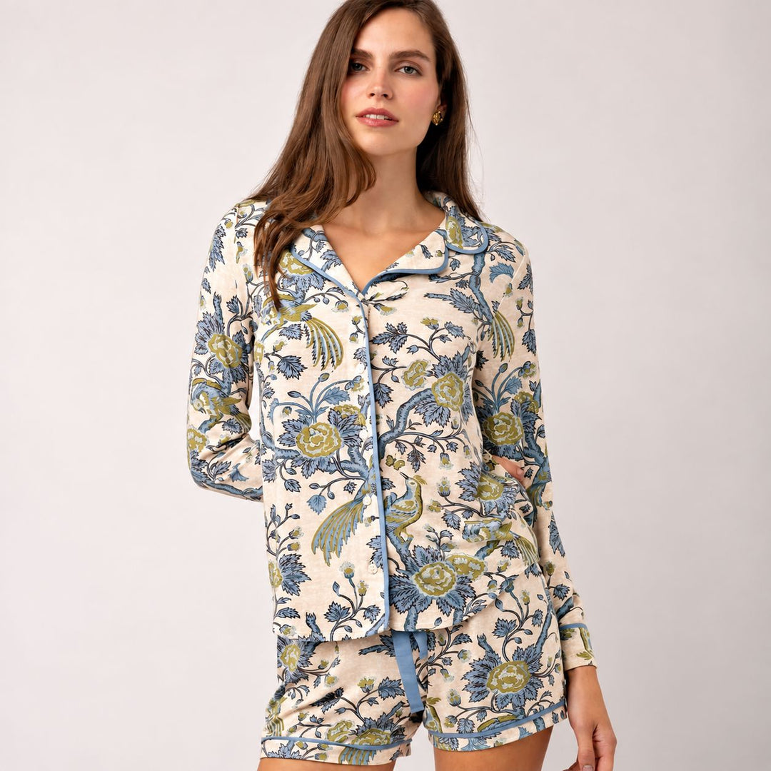 Pajama Top - Japonica Bird Green Womens Pajamas Spartina 