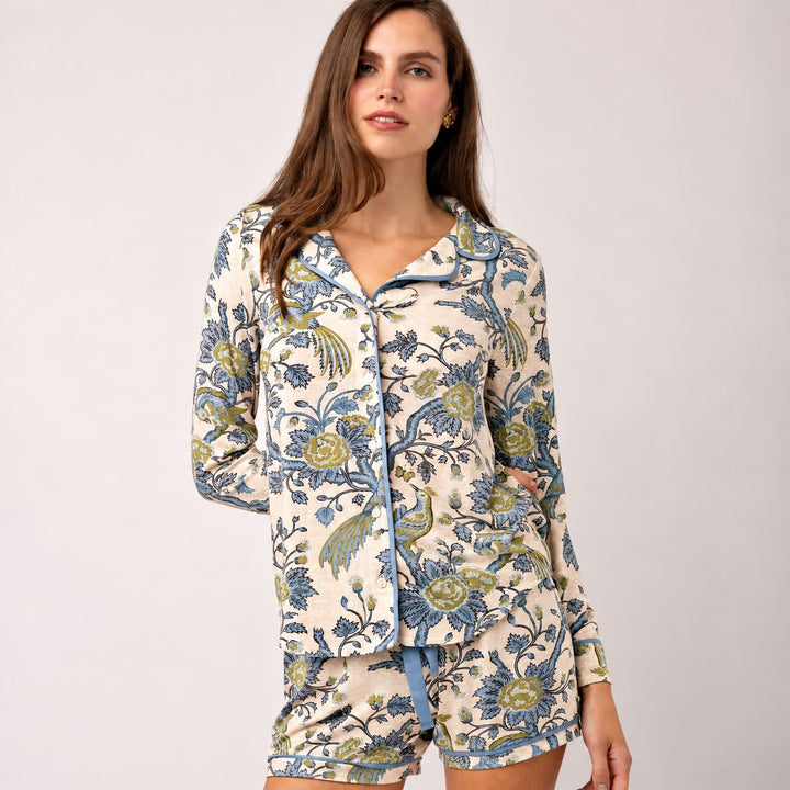 Pajama Top - Japonica Bird Green Womens Pajamas Spartina 