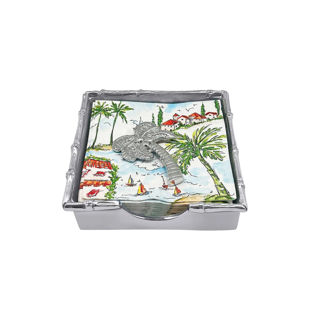 Palm Tree Bamboo Napkin Box Cocktail Napkins Mariposa 