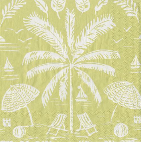Palms and Parasols Cocktail Napkins Key Lime - 20 Per Package Cocktail Napkins Caspari 