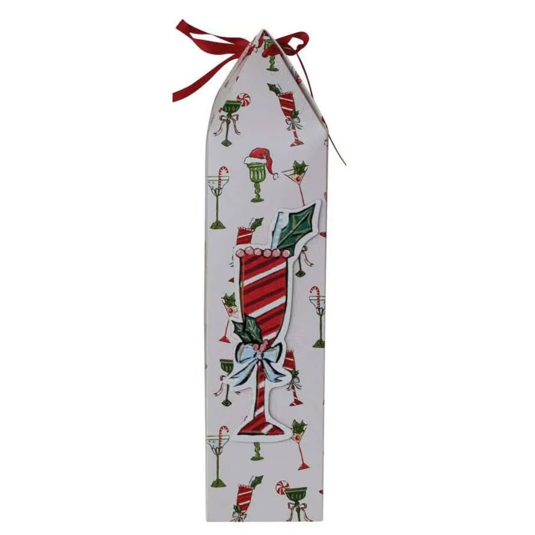 Paper Wine/Gift Box Wine Bag Creative Co-Op Peppermint Glass 