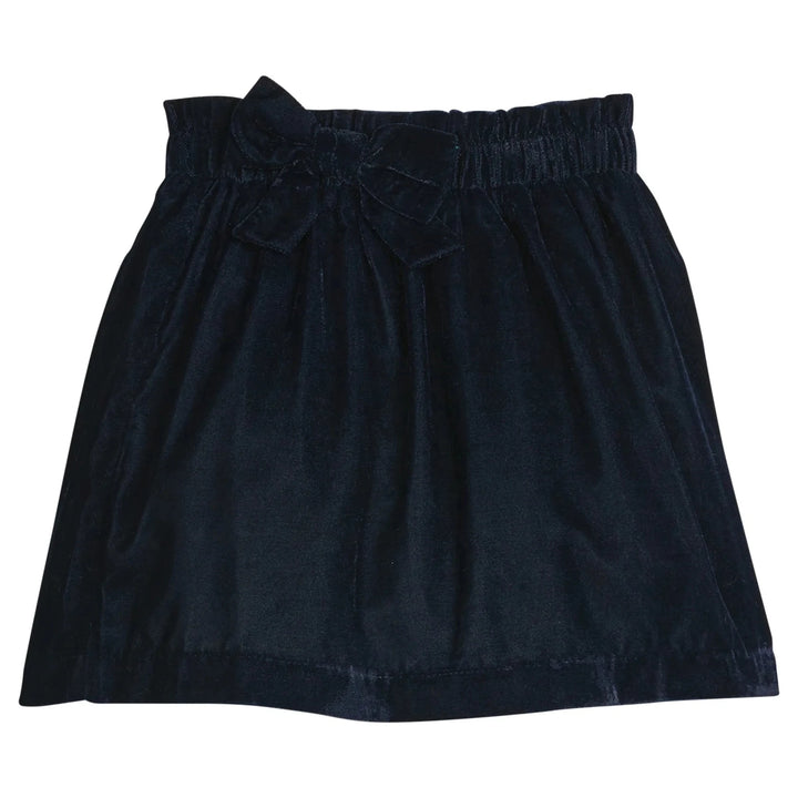 Paperbag Bow Skirt - Navy Velvet Girl Skirt Little English 