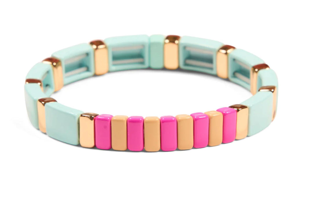 Pastel Cloud Tile Bracelet - Blue/Pink/Melon Costume Jewelry Malibu Sugar 