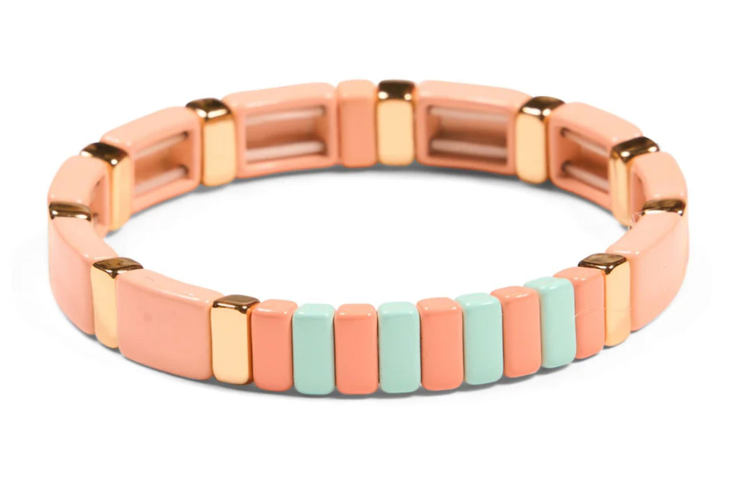 Pastel Cloud Tile Bracelet - Peach/Pink/Blue Costume Jewelry Malibu Sugar 