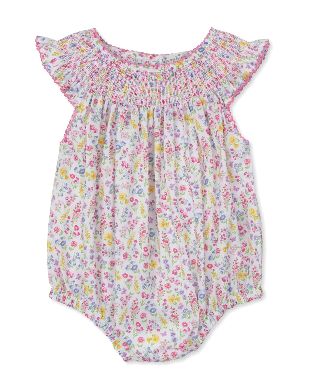 Pastel Gardens Floral Smocked Woven Bubble Girl Bubble Kissy Kissy 
