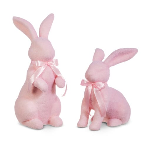 Pastel Pink Flocked Bunny Easter Decorations RAZ 
