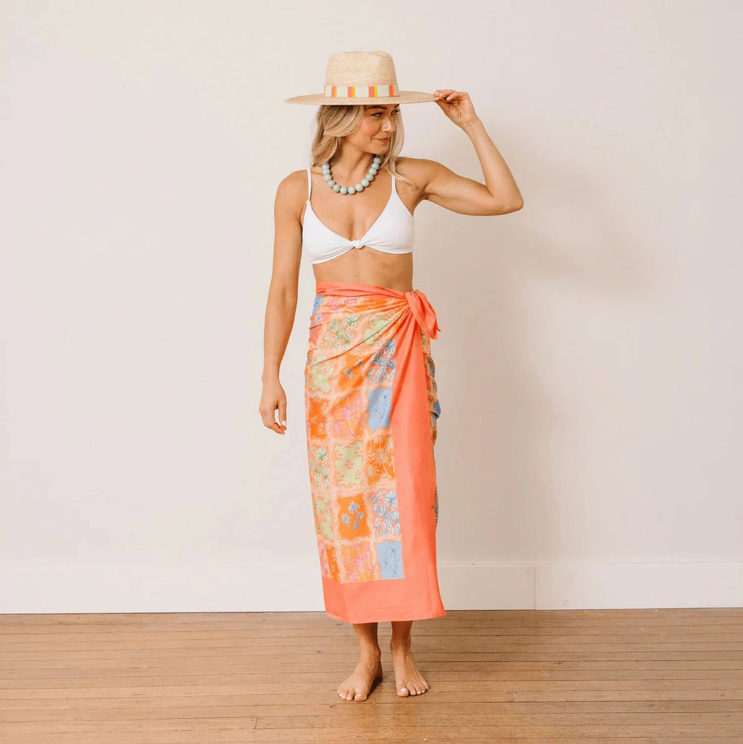 Patchwork Palm Sarong Womens Cover Up Sunshine Tienda 