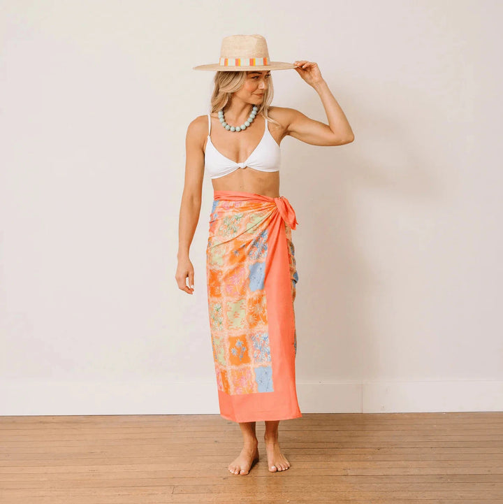 Patchwork Palm Sarong Womens Cover Up Sunshine Tienda 