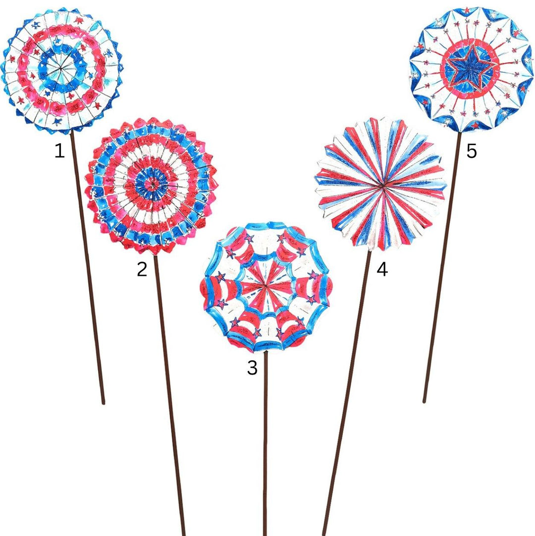 Patriotic Pinwheels Stakes Door Hanger Round Top Collection 