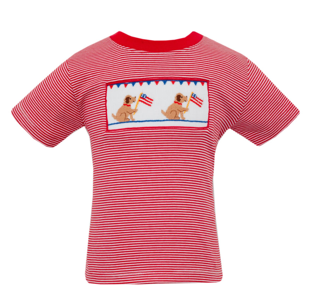 Patriotic Pups Smocked T-Shirt Boy Shirt Petit Bebe 
