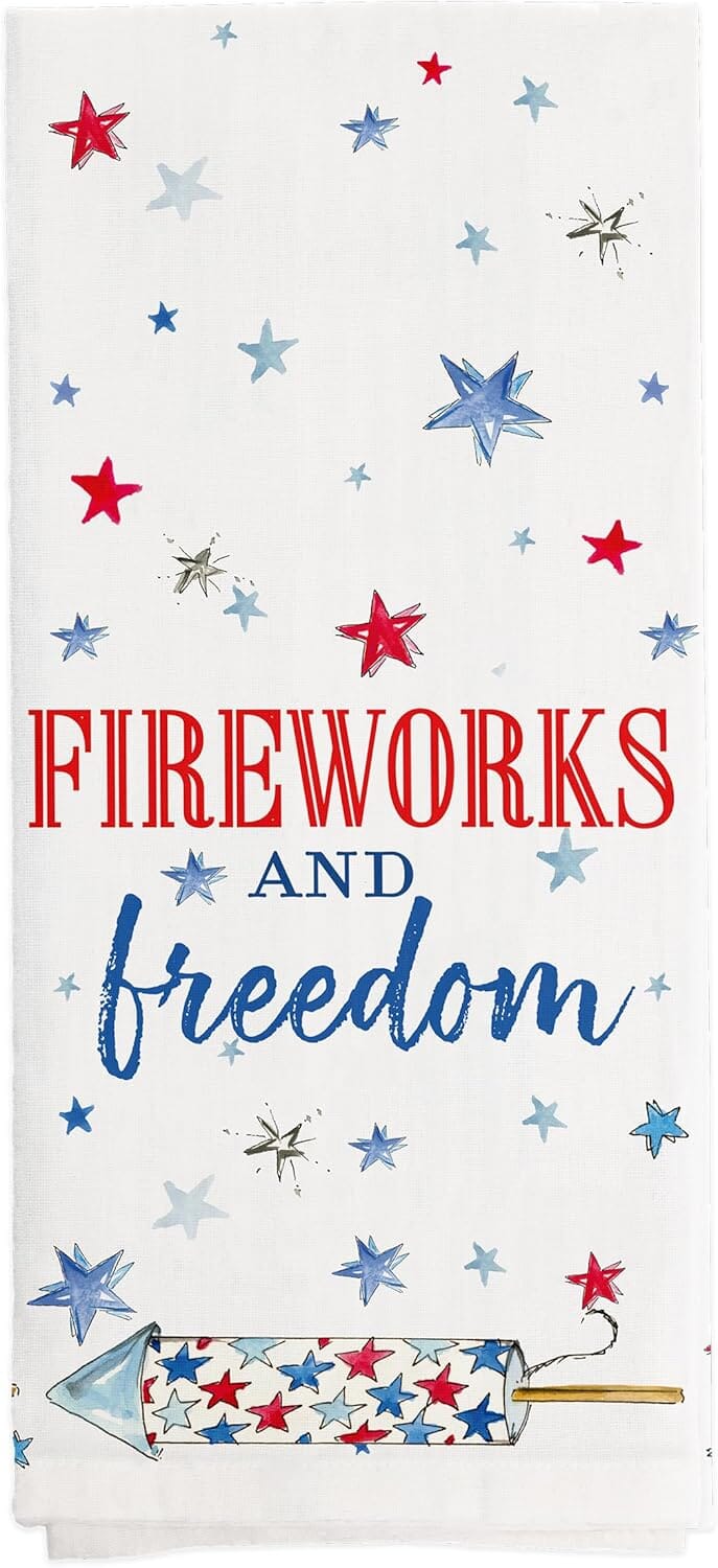 Patriotic Rockets Set of 2 Cotton Tea Towels Tea Towels Boston International 