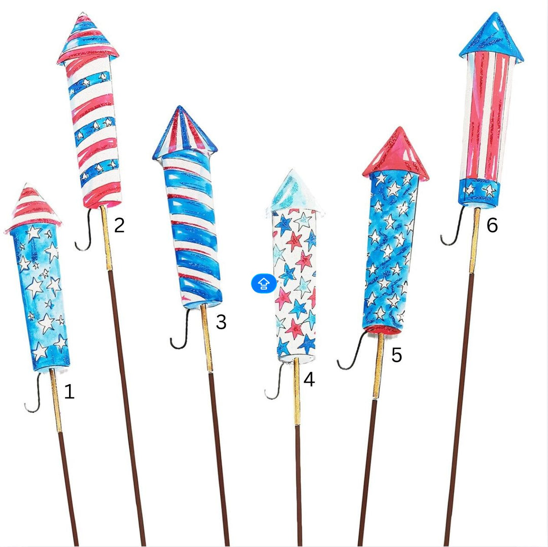 Patriotic Rockets Stakes Door Hanger Round Top Collection 