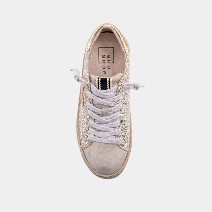 Paula Mini Sneakers - Sterling Glitter Children Shoes ShuShop 