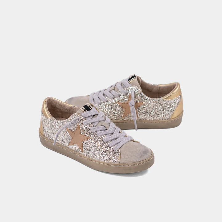 Paula Mini Sneakers - Sterling Glitter Children Shoes ShuShop 