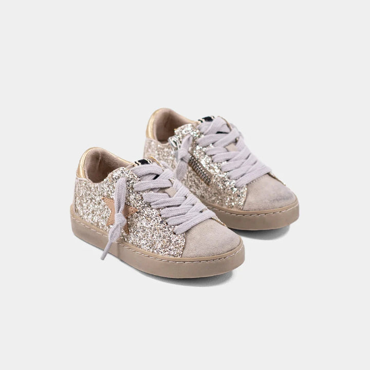 Paula Mini Sneakers - Sterling Glitter Children Shoes ShuShop 