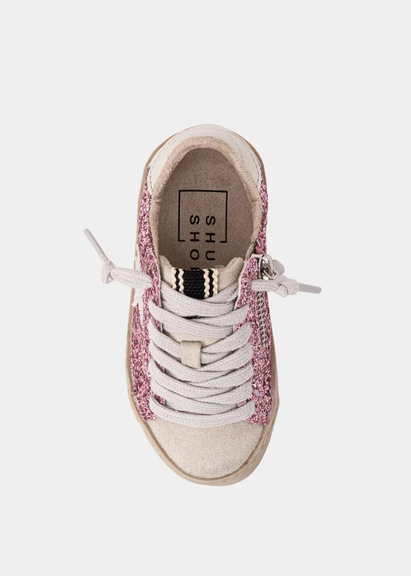 Paula Toddler Sneakers - Fuchsia Glitter Children Shoes ShuShop 
