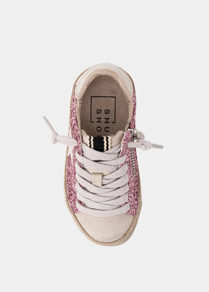 Paula Toddler Sneakers - Fuchsia Glitter Children Shoes ShuShop 